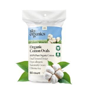스카이 스 화장 제거, 클렌징, 토너 도포를 위한 대형 패드, 100% 순수 면, GOTS 인증, 듀얼 텍스처 디자인