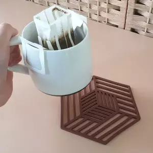 P1 헥사 라인 실리콘 냄비 받침대 레드와인