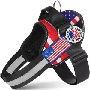 3개의 목줄 클립이 있는 JUSTYEZI 필수 반려견 하네스 - 소형견부터 대형견까지 쉽게 당길 수 있고 조절