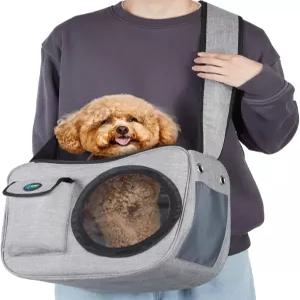 OWNPETS 반려동물 슬링 캐리어 항공사 여행 가방 10~13파운드 소형견 편안하고 조절 가능하며 일일 산책