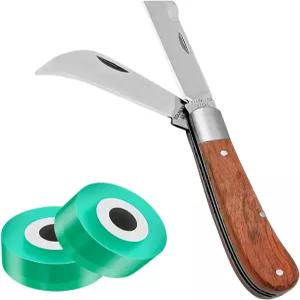 팍스린센 이중 칼날 접목 칼 꽃 과일 나무를 위한 식물 수리 테이프 2개가 달린 스테인리스 스틸 정원