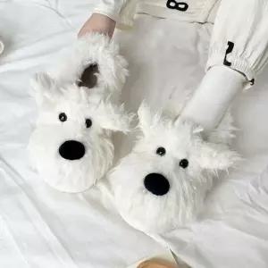 [하프클럽/]멍뭉이 방한 슬리퍼 스타일 여성 사무실 실내화 거실