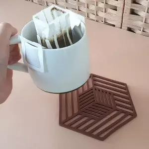 P1 헥사 라인 실리콘 냄비 받침대 레드와인