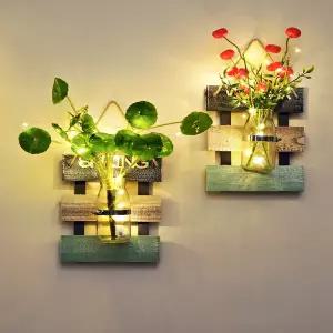 감성 인테리어 액자 빈티지 화분 디자인 꽃병 포인터 실내 거실용 원목 벽걸이 장식 수경재배 유리 포토스