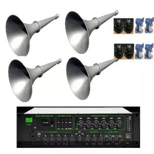 360W PA 방송용앰프 주물혼 스피커 4개  볼륨조절 군부대,마을 공원 농장 공장 해수욕장  방송 WPA-360