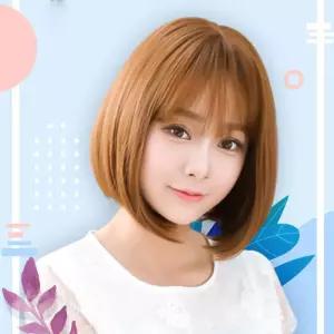 여자 단발 스타일 통 가발 앞머리 풀뱅 커트 숏 스타일링 C컬 블랙 골드