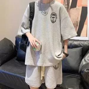 [하프클럽/]남자 상하의 세트 프린팅 로고 루즈핏 여름 데일리룩