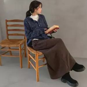 [하프클럽/다잇템]여성용 가을겨울 롱 골덴 맥시스커트