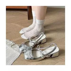 엘럽 여성 프렌치백 샌들 여름 한 통굽 메리제인 힐 박템5