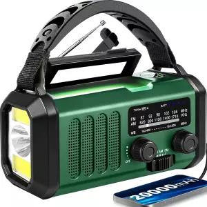 비상 기상 라디오 20000mAh NOAA/AM/FM 74000mWh USB/태양광/핸드 크랭크 충전 배터리 작동 실내/외 상황을