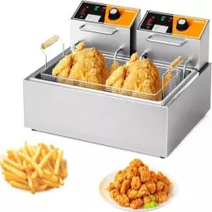 전기 딥 프라이어 3400W 핫 22.6QT /24L 상업용 3개 레스토랑용 카운터탑 오일 가정용 주방 1개 - 터치