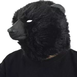 소름 끼치는 파티 블랙 베어 헤드 마스크 풀 페이스 플러시 코스튬 디럭스 할로윈 동물