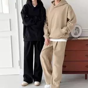 여자 겨울 상하의 세트 코듀로이 골덴 오버핏 후드티 핀턱 와이드팬츠 양털안감 편한코디