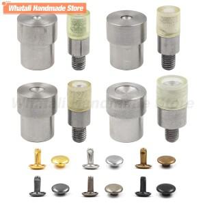 더블 캡 리벳 설치 패스너 스냅 다이 프레스 금형 핸드 기계 Leathercraft 가방 신발 벨트 5-15mm