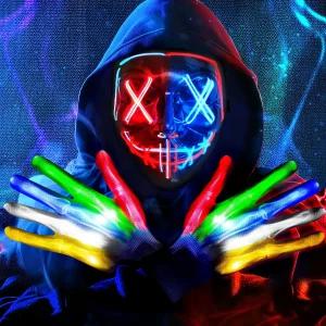 온수쿰 할로윈 LED 조명 마스크 코스프레 의상을 위한 무서운 빛나는 축제 카니발 파티 용품 선물