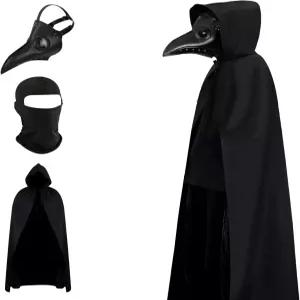 LSBIYUTFO 무서운 할로윈 마스크 전염병 닥터 의상 르네상스 드레스 여성 또는 남성