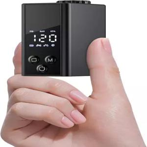 미니 전기 자전거 펌프 게이지가 있는 소형 맥스 120PSI 오토 스톱 프리스타 및 슈레이더 밸브가 포함된