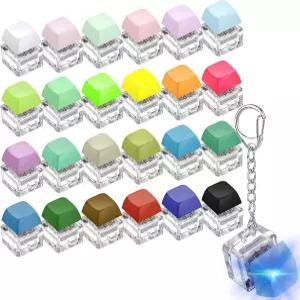 24팩 키보드 피젯 장난감 클리커 열쇠고리 감압 사무실용 스트레스 해소 손가락 시간 경과 성인 및 를 위한