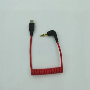 ABZZ-USB C - 3.5mm 케이블 (RODE Wireless Go II용) 코일형 직각 TRS Male DAC AUX 어댑터 오디오 코드 예