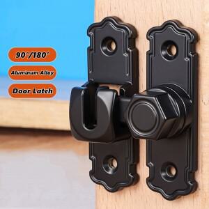 맥세이프 도어 볼트 래치 잠금 장치 90 180 학위 알루미늄 합금 토글 슬라이딩 헛간 검은 스틸 직각