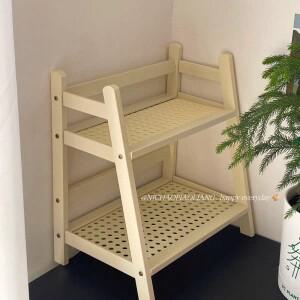 2단 대나무 원목 주방 수납 선반 커피 컵 홀더 디스플레이 랙 정리함 홈 스페이스