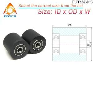 폴리우레탄 코팅 더블 베어링 도르래 휠 PUT62630-30 6mm 보어 30mm 직경 PU 6x30x30 플라스틱 롤러 1 개