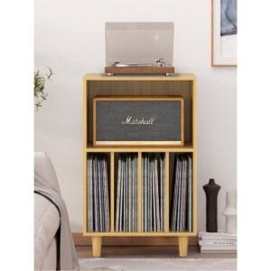 LP장 LP수납장 레코드장식장 선반 보관 스탠드 오디오랙 우드 색상 수납 노란 원목