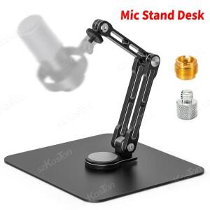 헤비듀티 마이크 스탠드 360 ° 회전 및 접이식 데스크 녹음 팟캐스트 스트리밍용 조절 가능 메탈 붐 암
