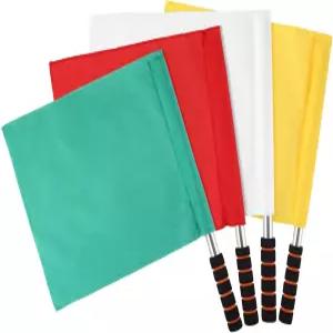 YARNOW 4PCS 심판 깃발과 스펀지 손잡이 - 축구 배구 농구 대회 육상 깃발 옐로우 레드 그린 화이트