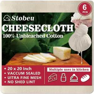 6Pcs 치즈 천 재사용 가능한 100등급 염색용 요리용 초미세 메쉬 20x20인치 순수 무표백 면 체 착즙 베이킹