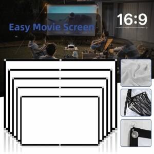 60 72 84 100 120 150 인치 프로젝터 스크린 양면 접이식 커튼 커튼 가벼운 주름 없는 HD 디스플레이