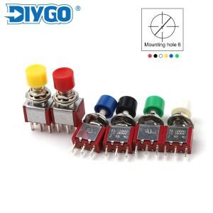 5PCS 3Pin C-NO-NC 재설정 래칭 토글 스위치 자동 복귀 푸시 버튼 (ON)-OFF 5A125V/2A250V 6mm 미니 소형