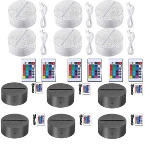 3D LED 램프 베이스 야간 조명 DIY 투명 아크릴 시트 RGB 색상 원격 USB 케이블 스탠드 방 장식 수집 2 개