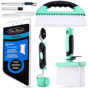 핀스톤 15pcs 벽지 도구 키트, 플랫 및 코너 솔기 롤러, 다용도 스무딩 스퀴지, 접착 페이스트 브러시, 필 앤 스틱용 키트 접촉 종이 비닐 윈도우 필름