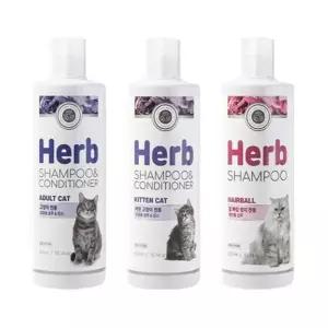 (헤어볼샴푸)펫퍼스 허브 캣 샴푸린스 300ml/반려묘/캣샴푸/윤기/피부/고양이/목욕/샤워/세정/모발보호
