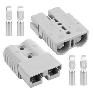 [미국배송] 120A-600V 배터리 퀵 커넥트/디커넥트(2/4/6 AWG 2개의 PCS 점퍼 케이블 플러그 커넥터 포함) 앤더슨 커넥터와 호환되어 구조 윈치 모터 복구 윈치 트레일러 트랙션 시스템(그레이)