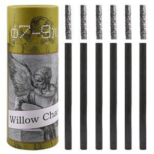 루넝 버드나무 스틱, 모든 기술 수준의 예술가, 초보자 또는 학생을 위한 천연 , 스케치, 드로잉, 음영 처리에 적합, 지름 약 7-9mm, 팩 25개