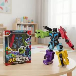 6to0 숫자 변신로봇 미라클 5단합체 자동차 로보트 조립 변신 중장비 남아 미니카 장난감