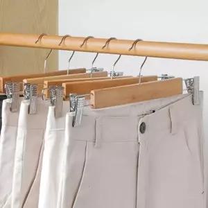 회전형 고리 집게 나무 바지걸이 원목 옷걸이 옷장 (WFKBQSB)