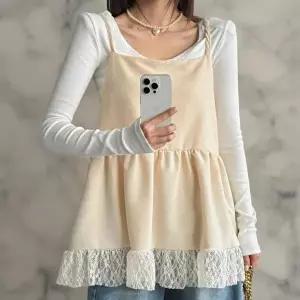 [옷자락]여성 레이스 프릴 뷔스티에 백리스 끈 나시