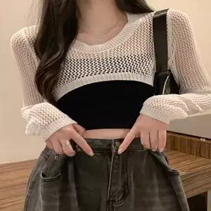 크롭그물심플니트 크롭니트볼레로 원피스볼레로 (KYR-WFGYDPZ)