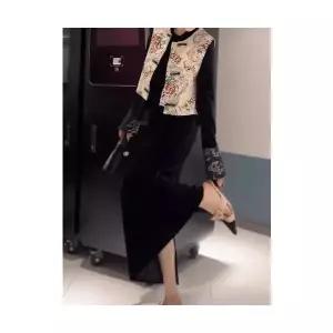 여자 정장세트 여 올드 원피스 추동 세트 조끼 벨벳 원템4 자카드 머니룩