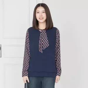 엄마옷 마담4060 블라우스 데일리 중년여성 다이아배색타이-YBL2601001-