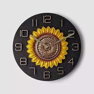 해바라기 거실 벽걸이시계 블랙 무타공 무소음 벽시계 (KYR-W9858DF)