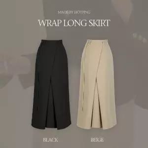 핫핑 [세련된실루엣][MADE] 제니아 스트랩 벨트 랩 롱 스커트