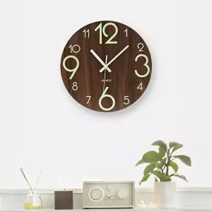 벽시계 무소음시계 원형시계 야광벽시계 브라운시계 (KYR-WAC8A15)