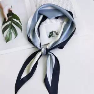 [하프클럽/]여성 블루 플라워 미니 실크 스카프 쁘띠 고급 머플러