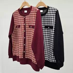 빅사이즈아우터 T488L512 버리펄배색체크가디건 MN  44358690)