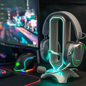 RGB 셋 거치대 02 화이트 밤색 폰 소녀 게임용 A LED 게이머