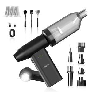 Novyllis 전기 압축 공기 더스트 미니 송풍기 무선, 진공 조명 포함 180,000 RPM 청소기 5단 휴대용 3인치 USB-C 컴퓨터 키보드 전자제품 홈카 바비큐 그릴